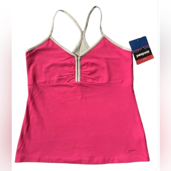 Patagonia Tank Top Shirt Womens Large Pink Balance Racerback Slim Fit Yoga NEW - Picture 2 of 10